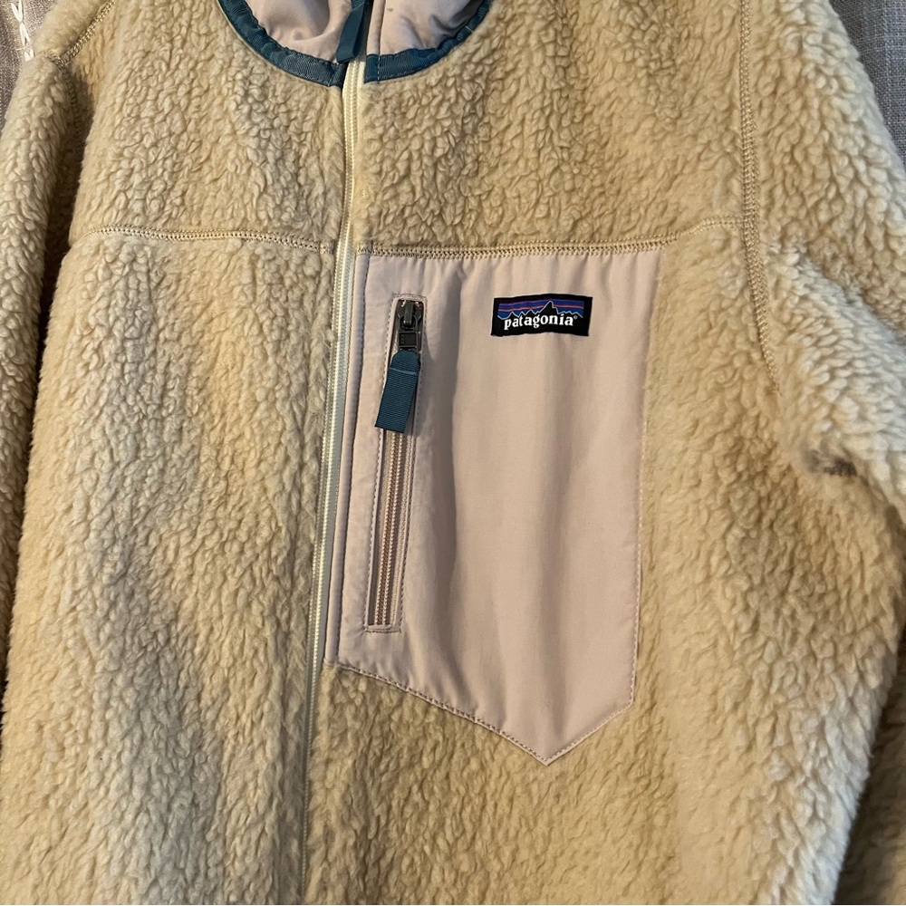 Women's Classic Retro-X® Fleece Jacket Size extra large color natural with blue - Picture 6 of 15